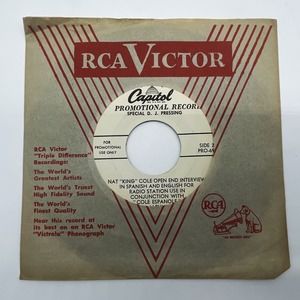 Vtg RCA Victor Nat King Cole Open End Interview English Spanish 45rpm Very RARE